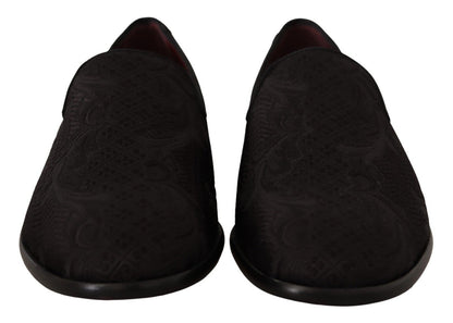 Mocassins en brocart fleuri noir Dolce &amp; Gabbana