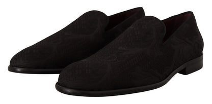 Mocassins en brocart fleuri noir Dolce &amp; Gabbana