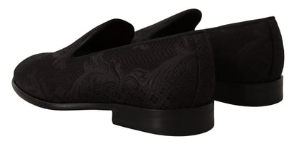 Mocassins en brocart fleuri noir Dolce &amp; Gabbana