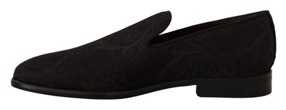 Mocassins en brocart fleuri noir Dolce &amp; Gabbana