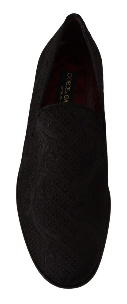 Mocassins en brocart fleuri noir Dolce &amp; Gabbana