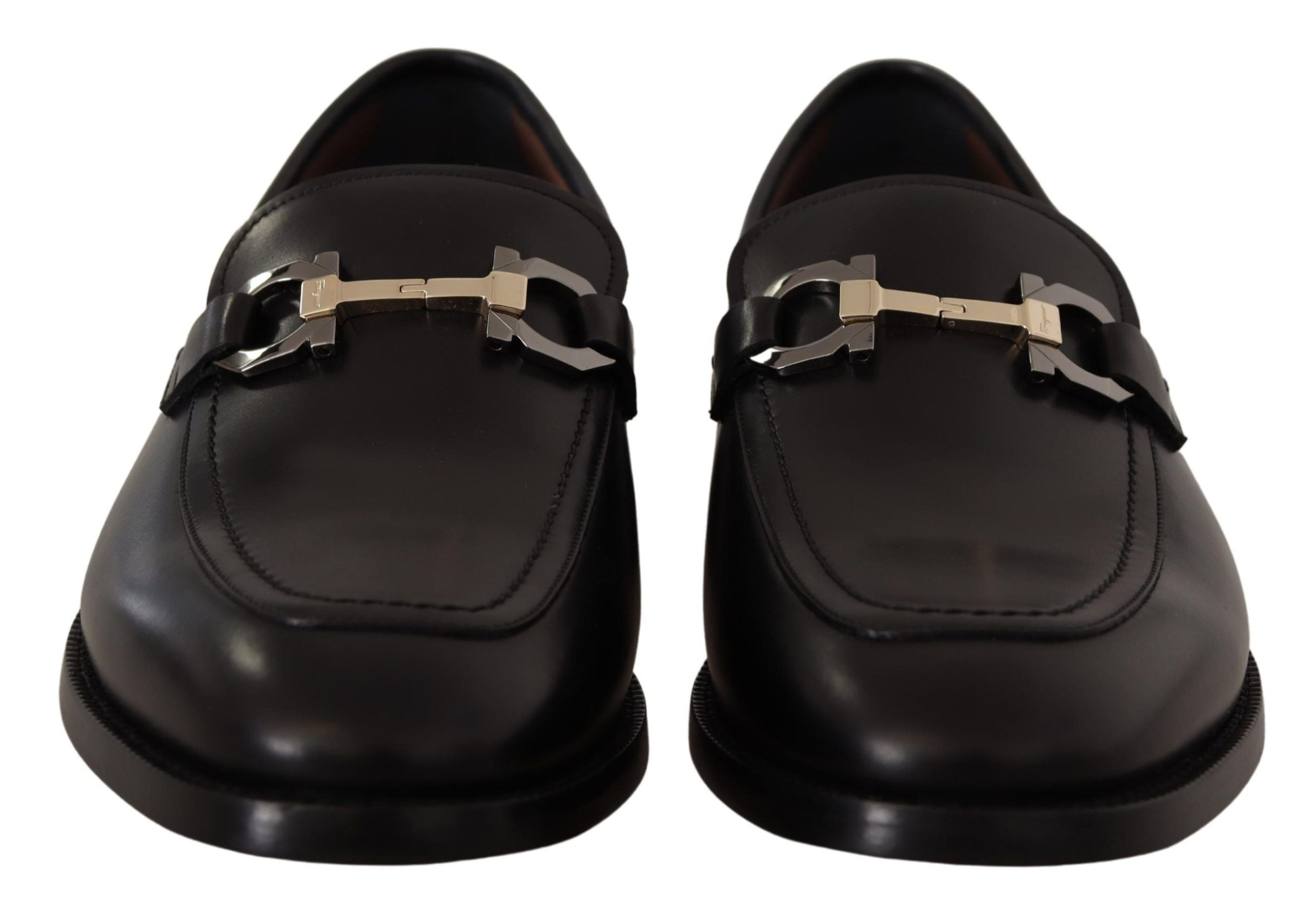 Mocassins en cuir noir avec boucle Gancio