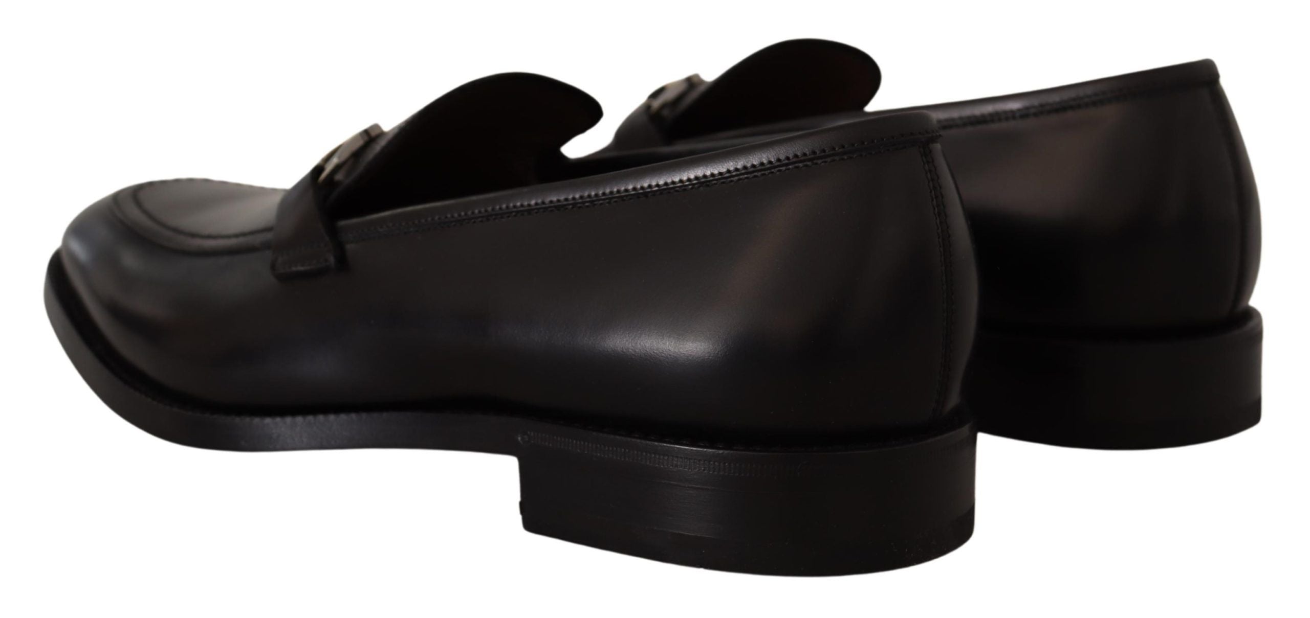 Mocassins en cuir noir avec boucle Gancio