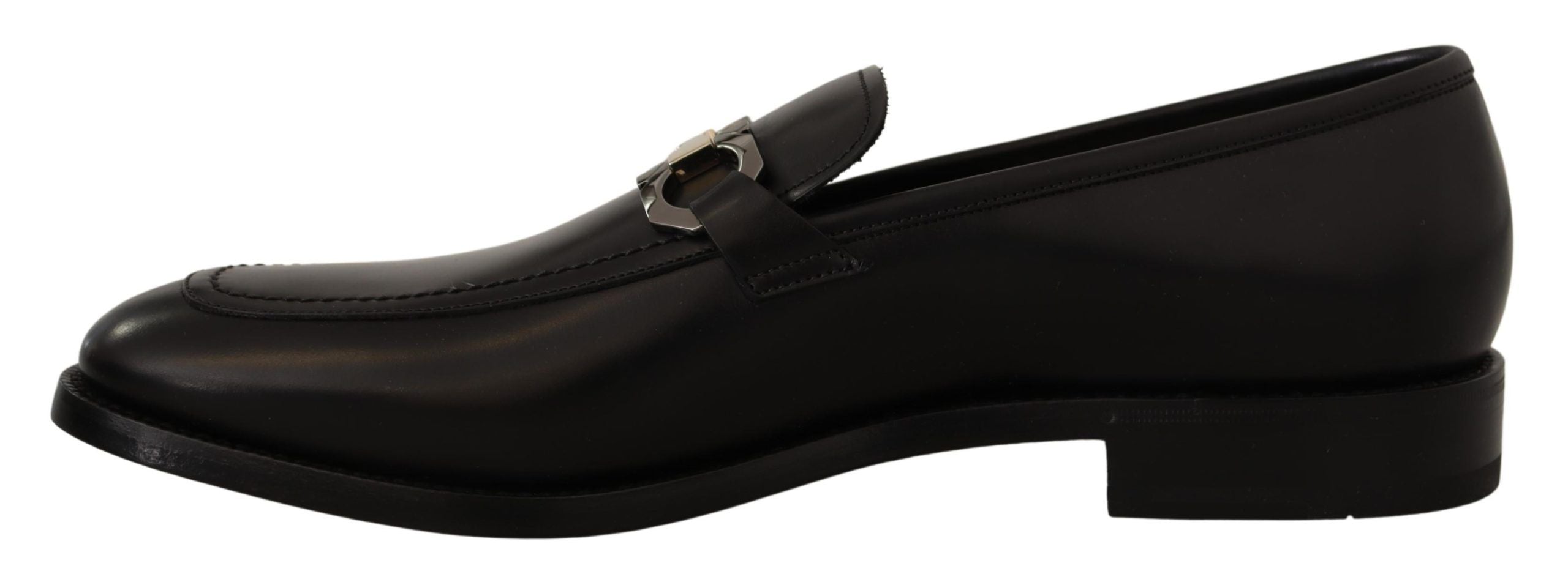 Mocassins en cuir noir avec boucle Gancio