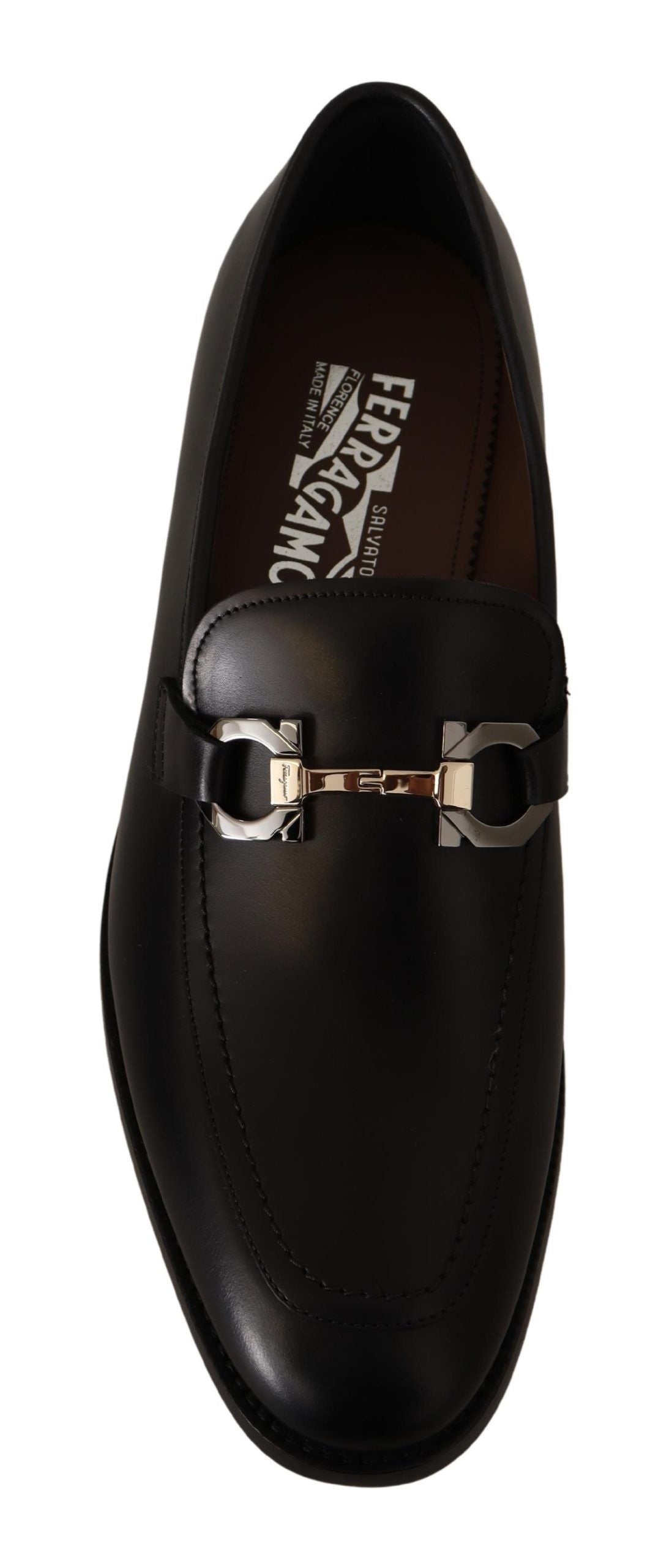 Mocassins en cuir noir avec boucle Gancio