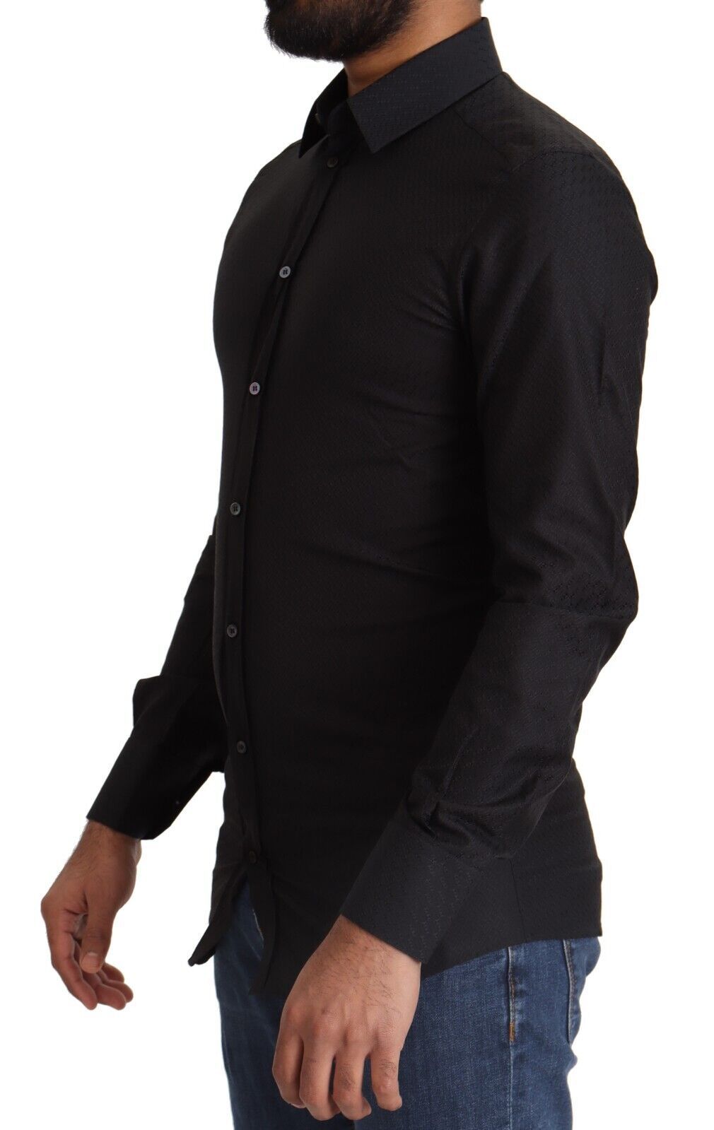 Chemise habillée slim en coton noir Dolce &amp; Gabbana