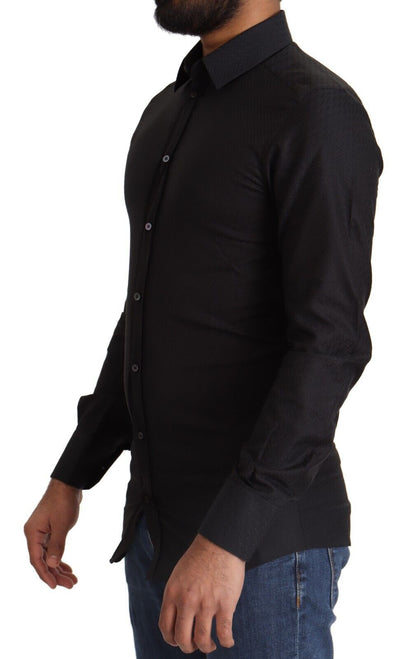 Chemise habillée slim en coton noir Dolce &amp; Gabbana
