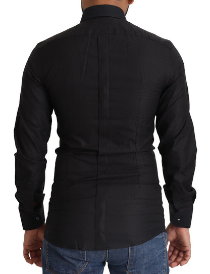 Chemise habillée slim en coton noir Dolce &amp; Gabbana