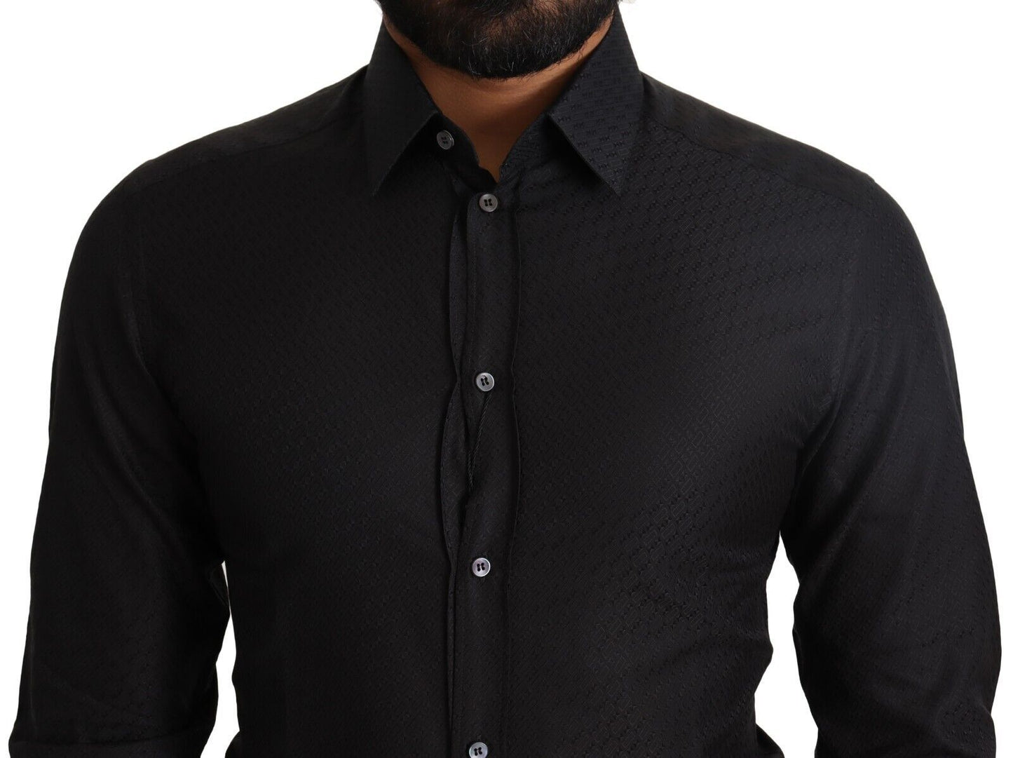 Chemise habillée slim en coton noir Dolce &amp; Gabbana