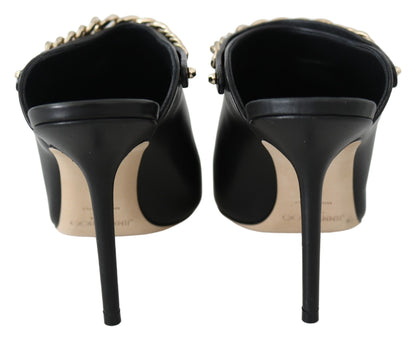 Jimmy Choo Elegante schwarz-goldene Lederpumps