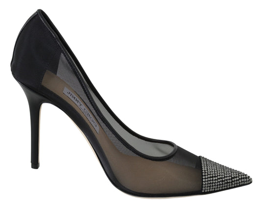 Jimmy Choo Elegante schwarze Mesh-Pumps mit Kristallen