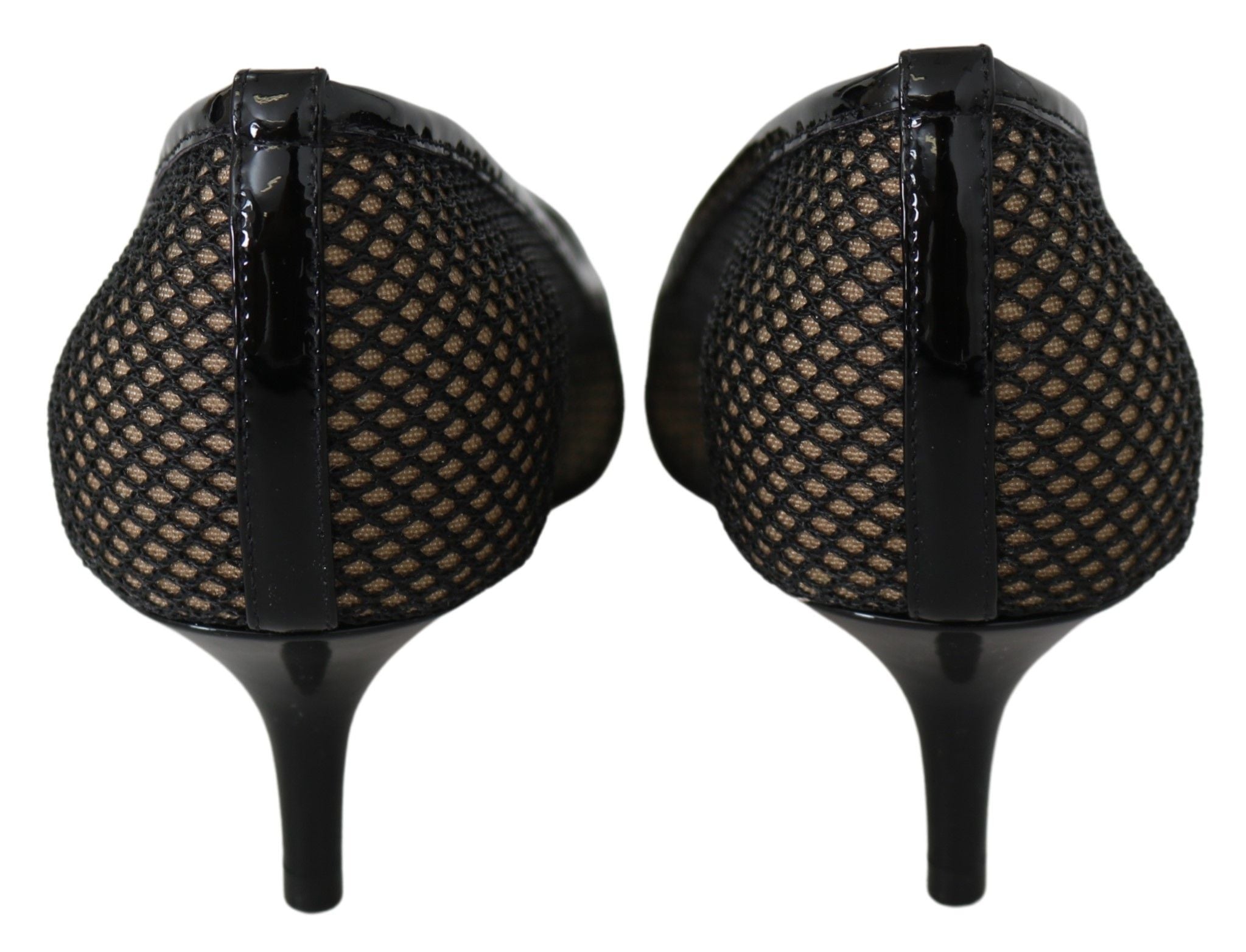 Escarpins à bout pointu en cuir verni et maille, élégants