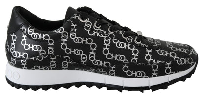Jimmy Choo Elegante schwarze und silberne Ledersneaker