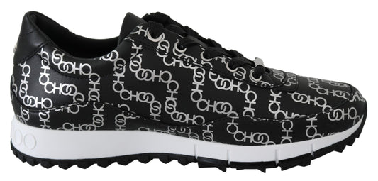 Jimmy Choo Elegante schwarze und silberne Ledersneaker
