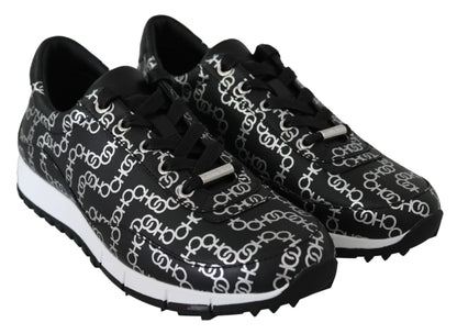Jimmy Choo Elegante schwarze und silberne Ledersneaker