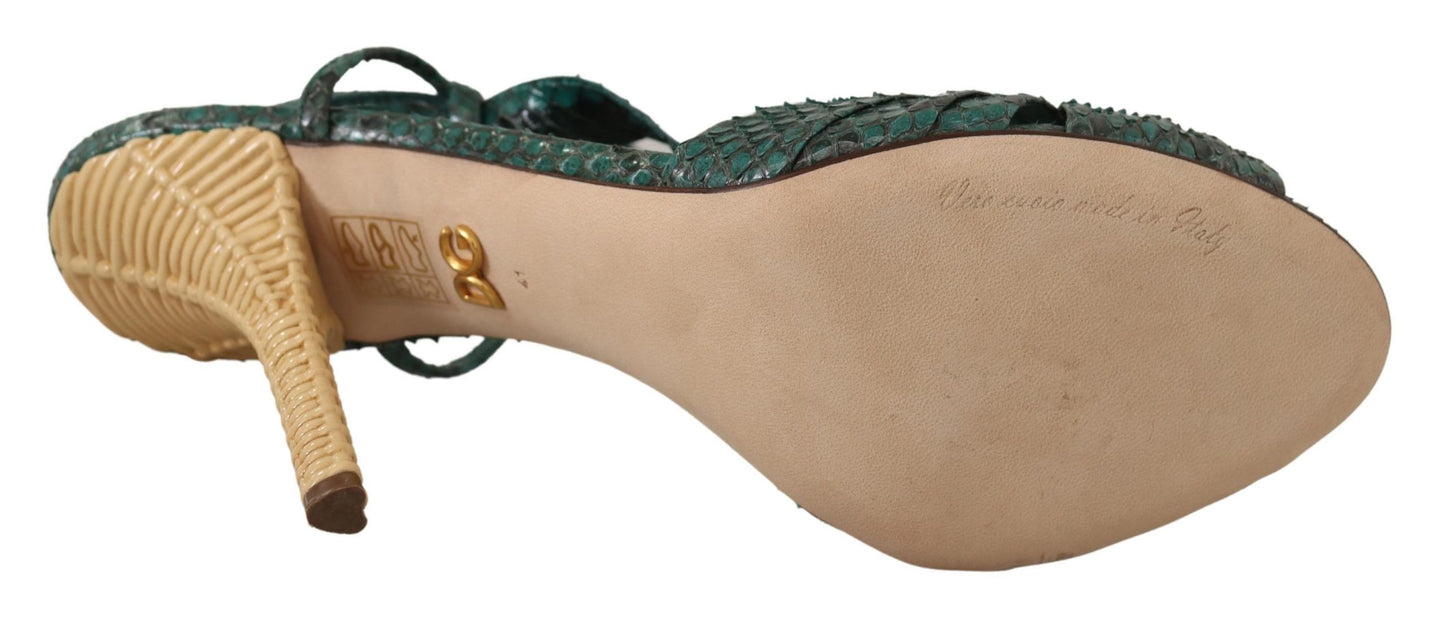 Sandales à talons et brides en python vert Dolce &amp; Gabbana