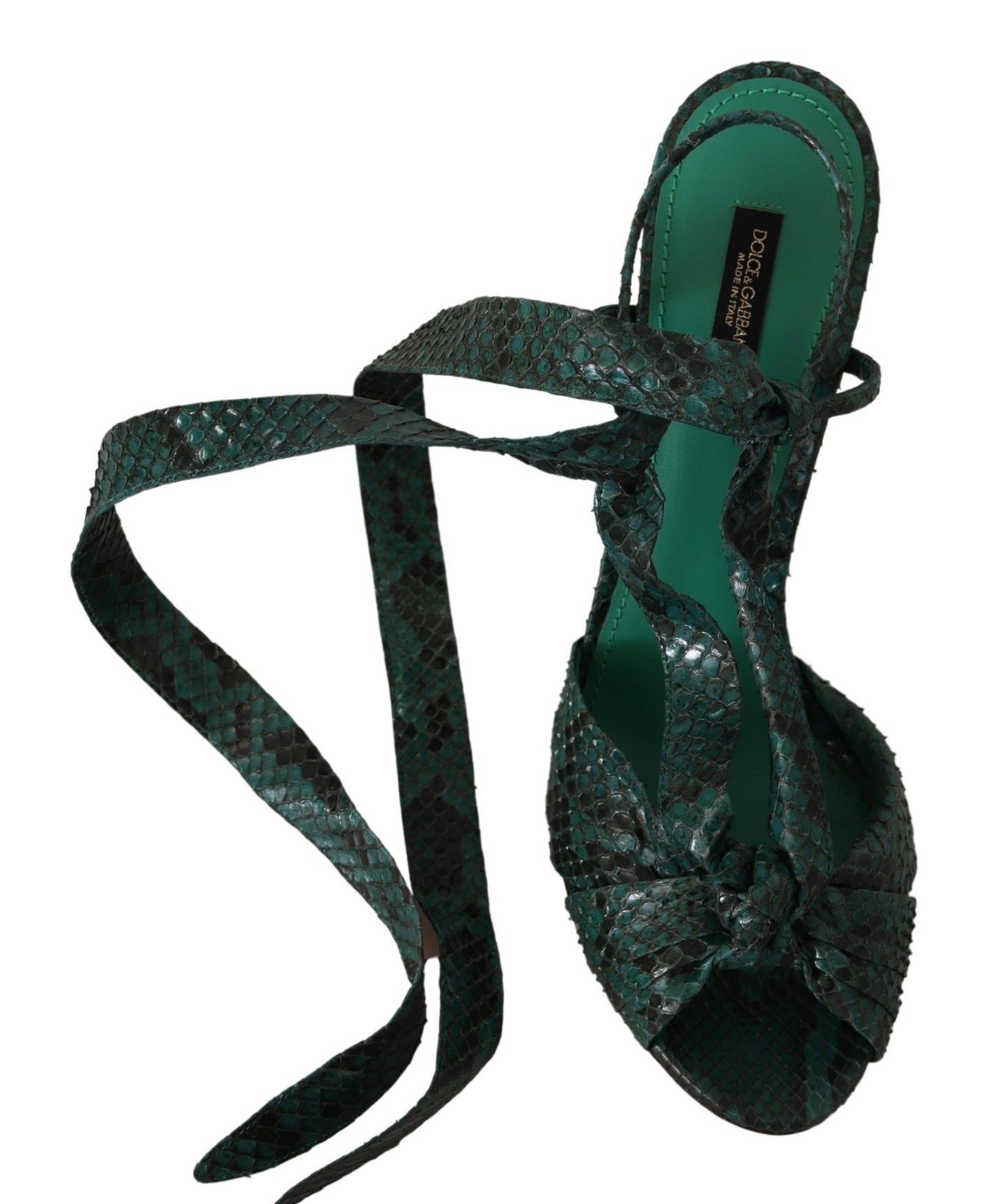 Sandales à talons et brides en python vert Dolce &amp; Gabbana