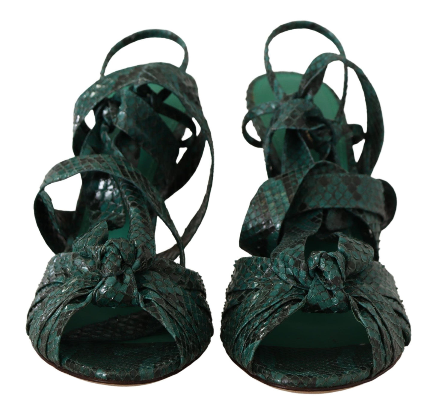 Sandales à talons et brides en python vert Dolce &amp; Gabbana