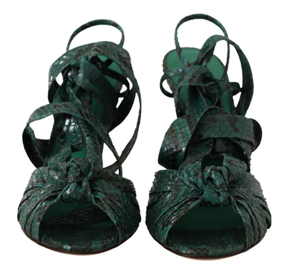 Sandales à talons et brides en python vert Dolce &amp; Gabbana