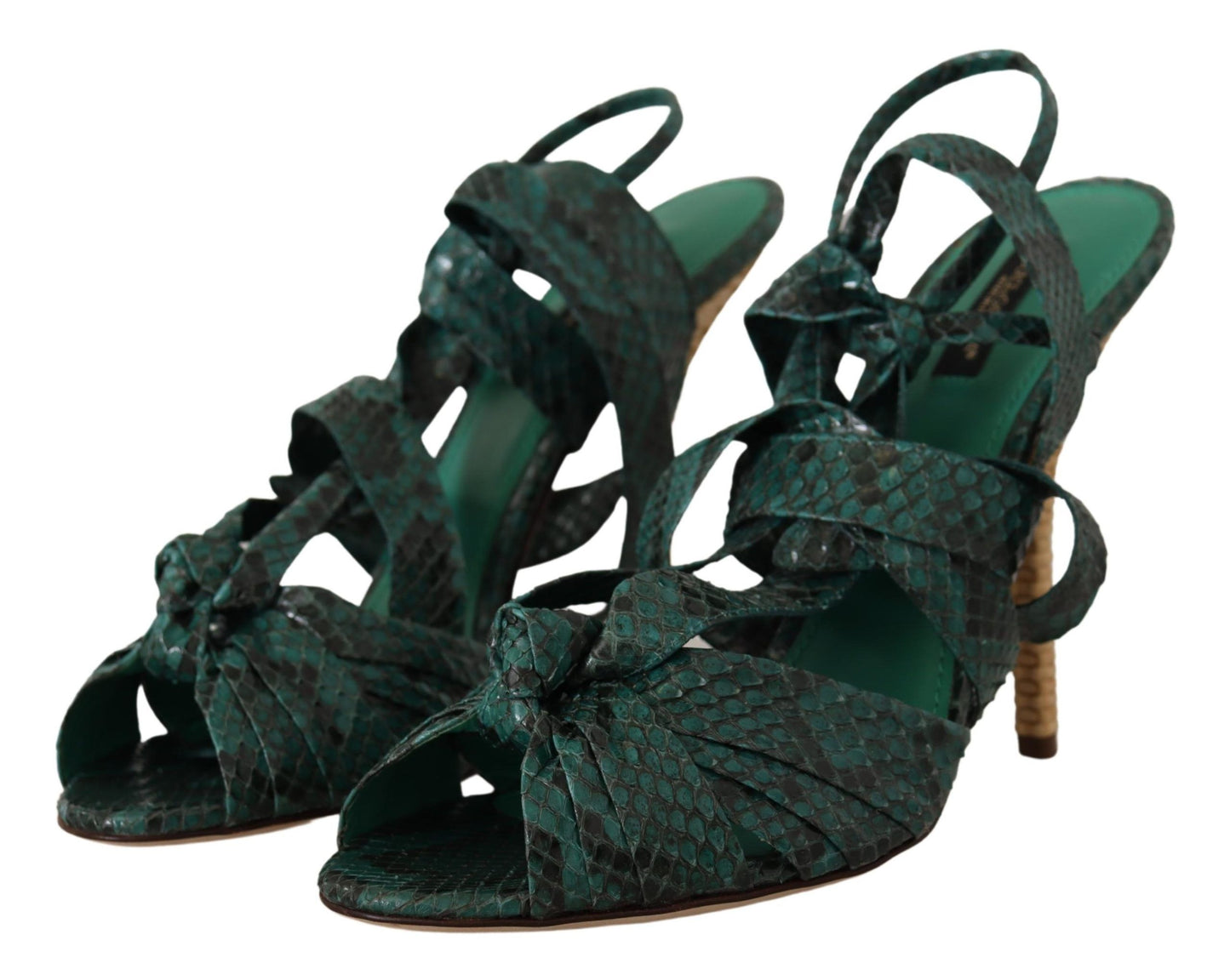 Sandales à talons et brides en python vert Dolce &amp; Gabbana