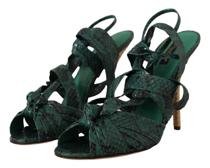 Sandales à talons et brides en python vert Dolce &amp; Gabbana