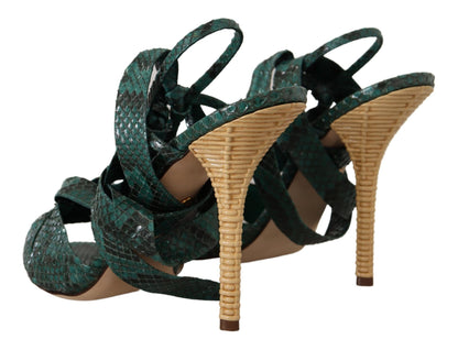 Sandales à talons et brides en python vert Dolce &amp; Gabbana