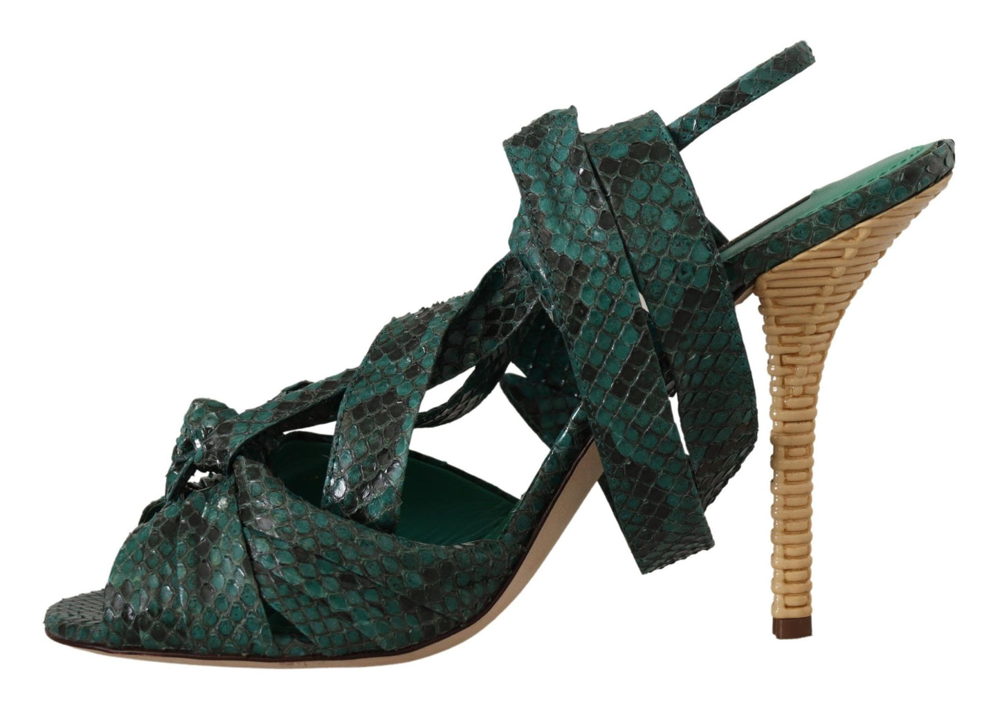 Sandales à talons et brides en python vert Dolce &amp; Gabbana