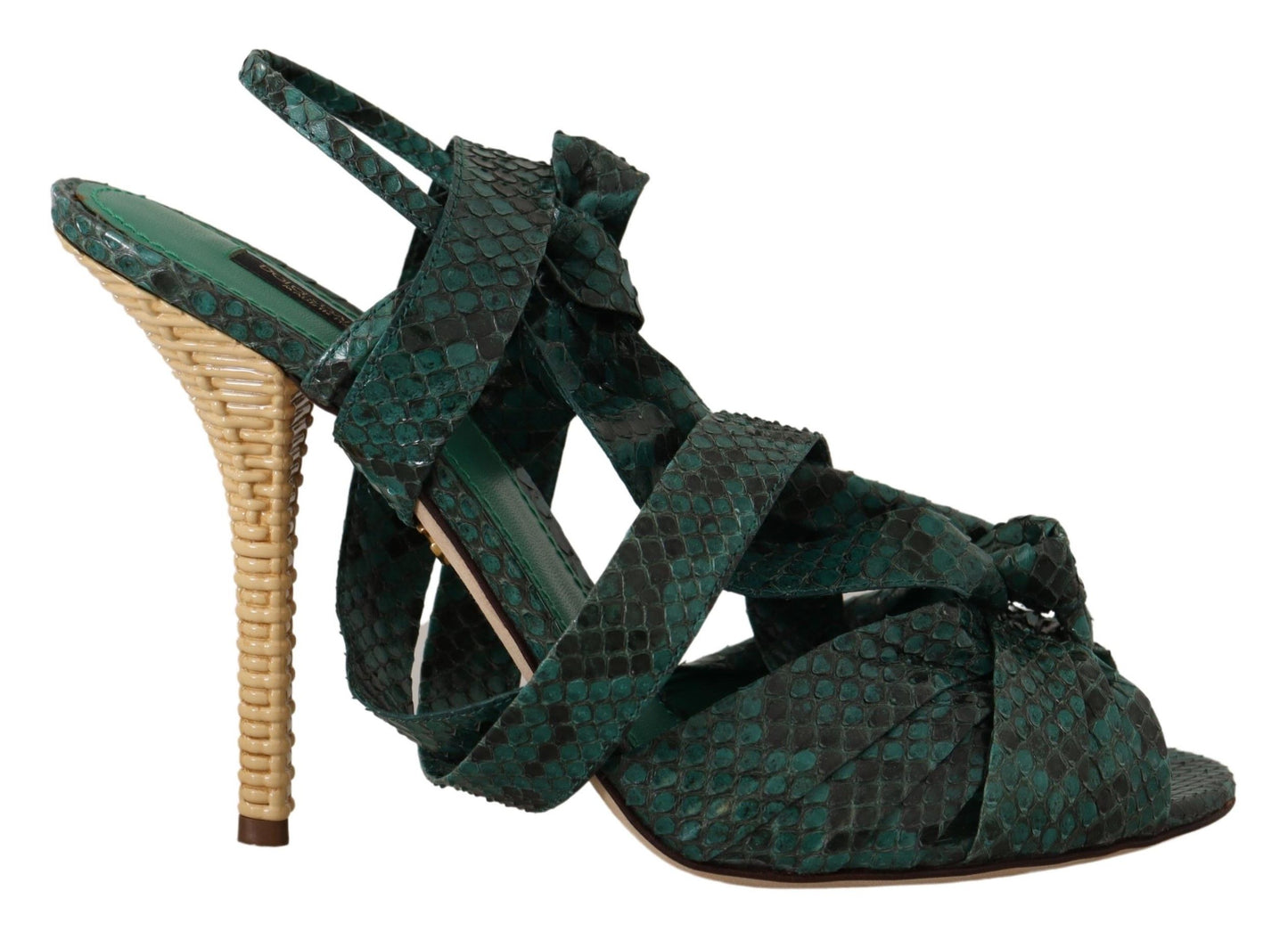 Sandales à talons et brides en python vert Dolce &amp; Gabbana