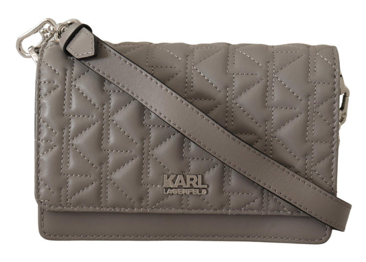 Karl Lagerfeld – Elegante Umhängetasche aus grauem Leder