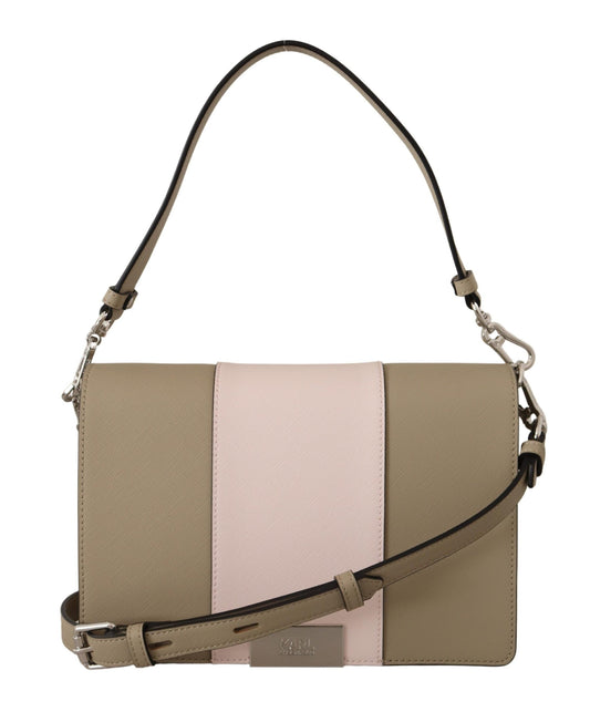Karl Lagerfeld – Schicke Schultertasche in Salbeigrün mit zwei Riemen