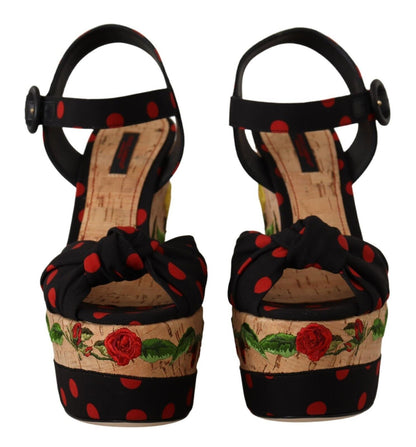 Sandales compensées multicolores Dolce &amp; Gabbana en charmeuse