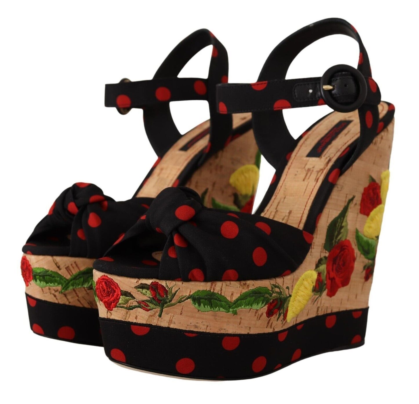 Sandales compensées multicolores Dolce &amp; Gabbana en charmeuse