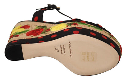Sandales compensées multicolores Dolce &amp; Gabbana en charmeuse