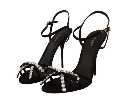 Sandales à talons et bride cheville Dolce &amp; Gabbana à cristaux noirs
