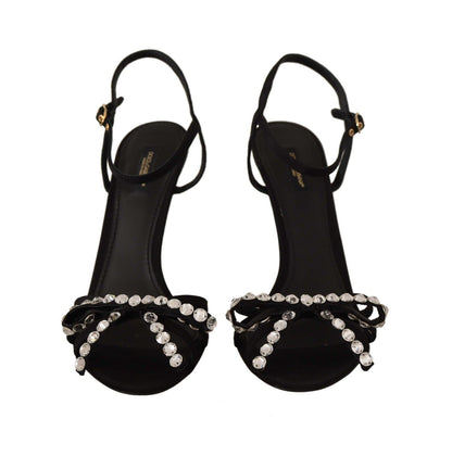 Sandales à talons et bride cheville Dolce &amp; Gabbana à cristaux noirs