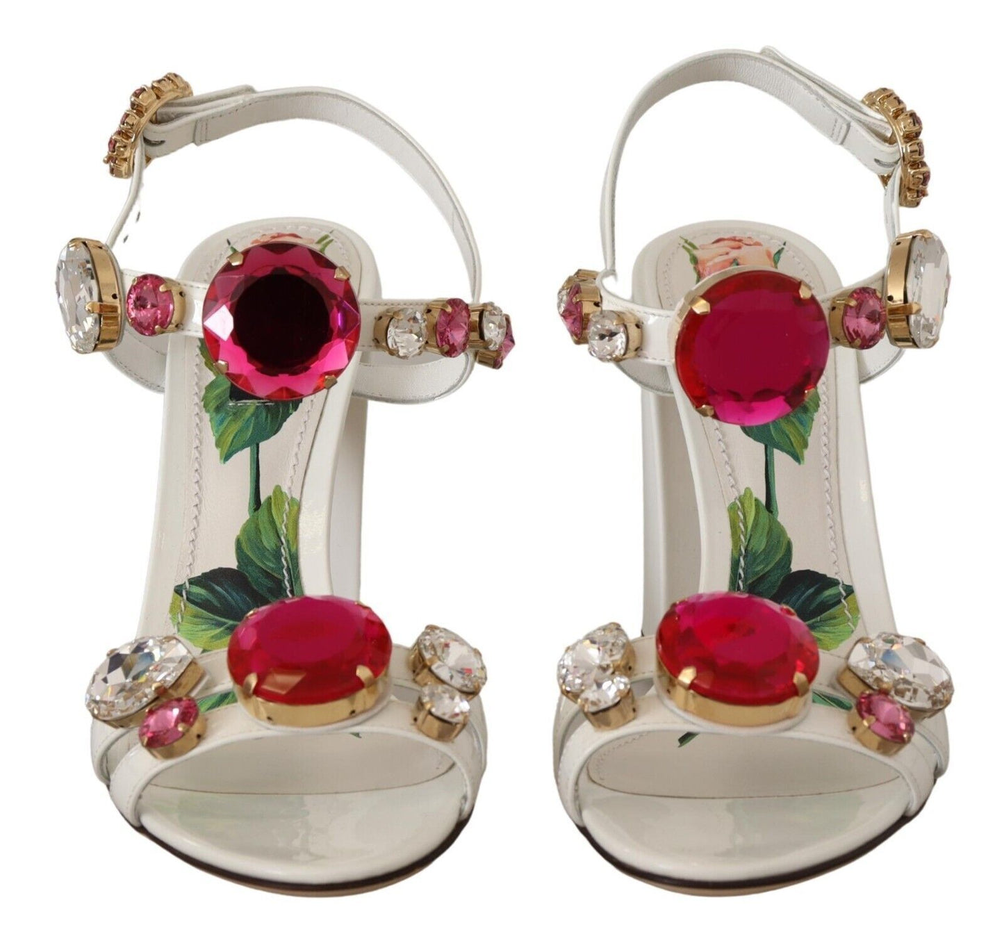 Sandales à talons Dolce &amp; Gabbana en cuir blanc et cristaux Keira