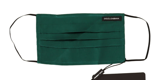 Masque facial plissé en soie verte Dolce &amp; Gabbana avec élastiques et sangles d'oreilles