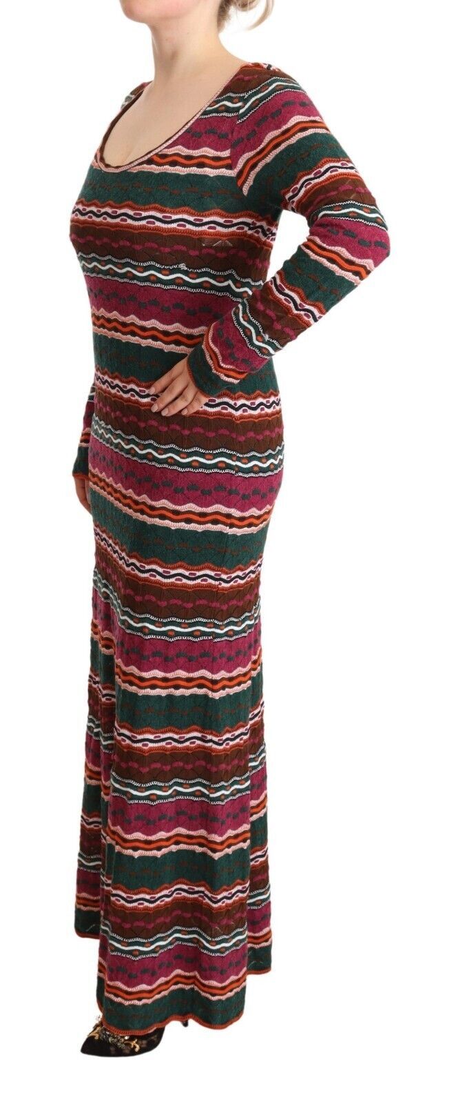 Missoni – Maxi-Etuikleid aus Wollstrick mit mehrfarbigen Streifen