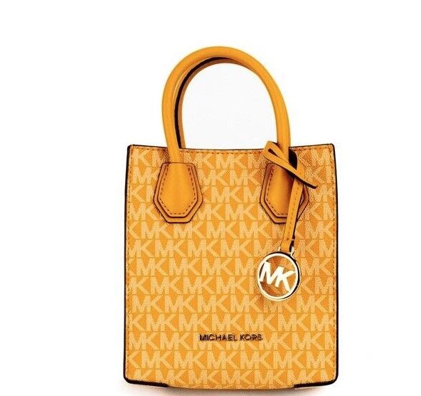 Michael Kors – Mercer XS – Umhängetasche „North South“ aus PVC mit Wabenmuster in Gold