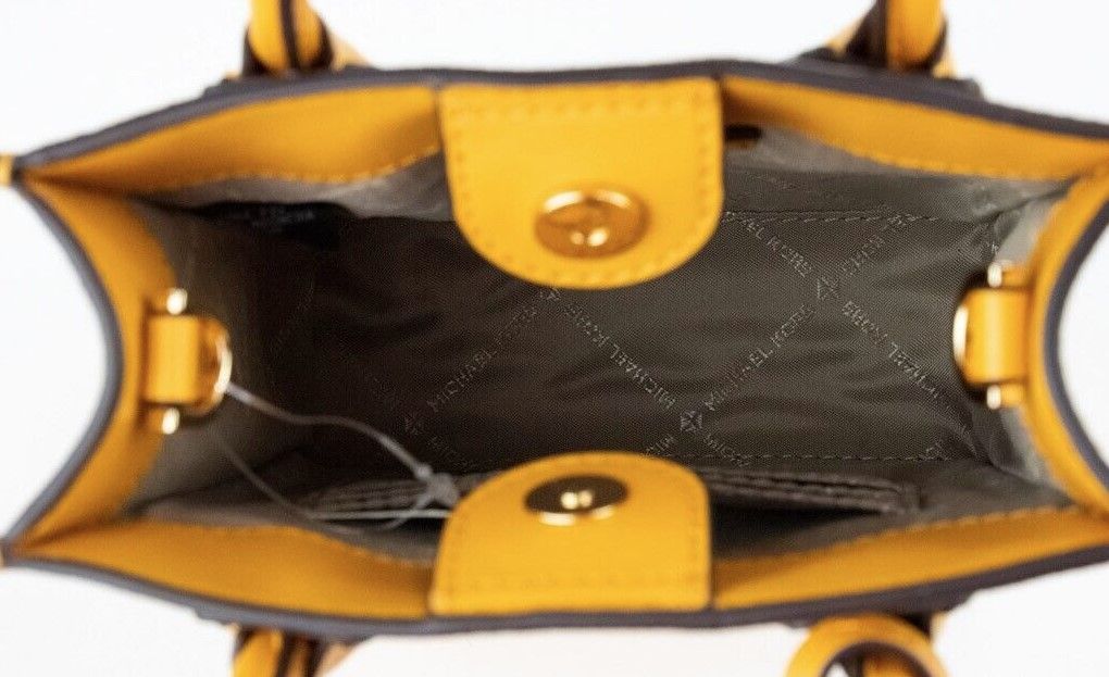 Michael Kors – Mercer XS – Umhängetasche „North South“ aus PVC mit Wabenmuster in Gold