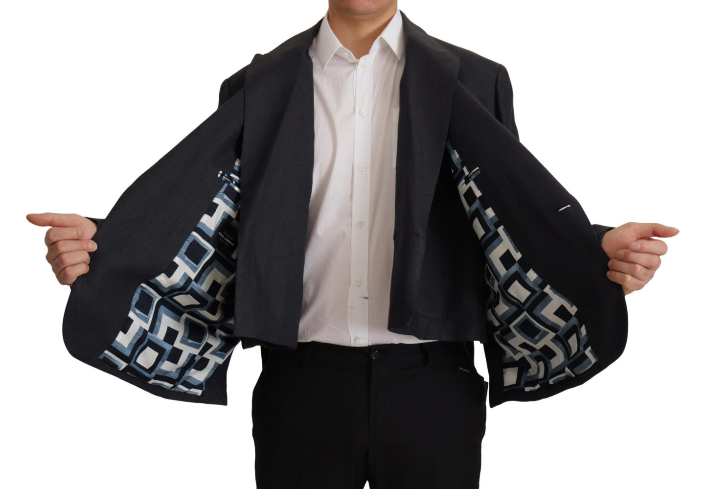 Veste blazer habillée en lin bleu Dolce &amp; Gabbana pour homme