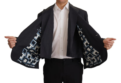 Veste blazer habillée en lin bleu Dolce &amp; Gabbana pour homme