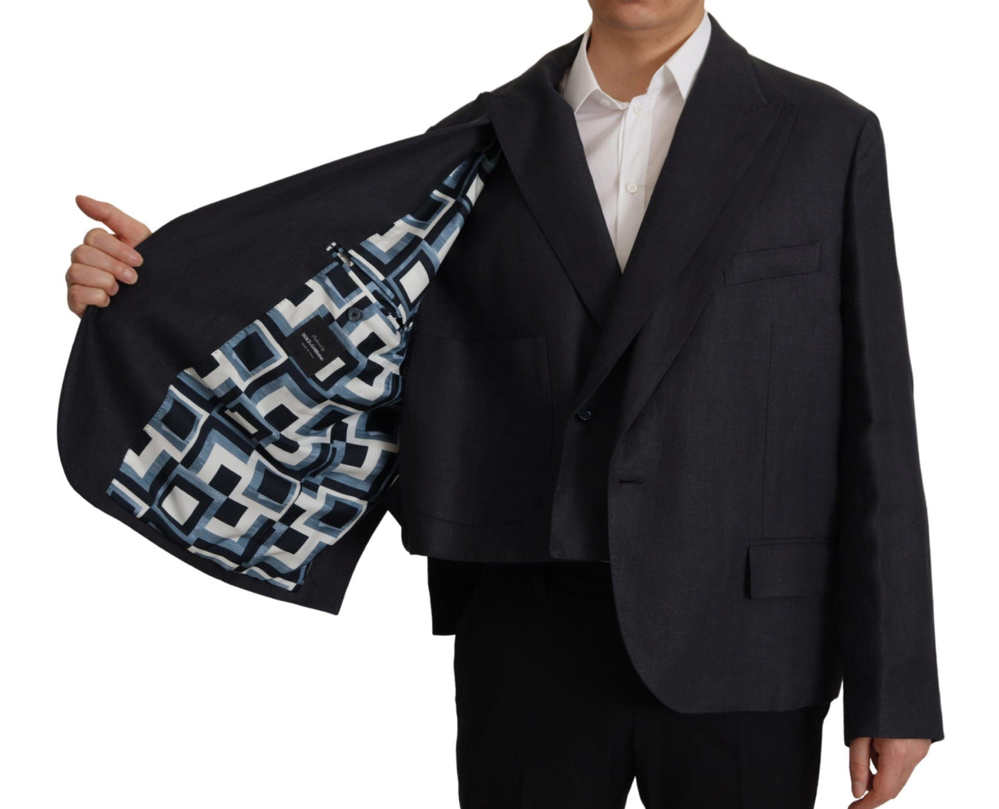 Veste blazer habillée en lin bleu Dolce &amp; Gabbana pour homme