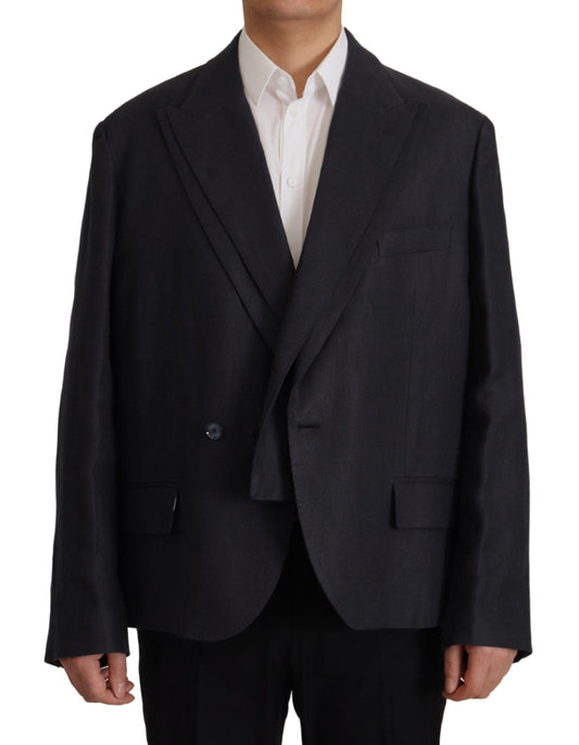 Veste blazer habillée en lin bleu Dolce &amp; Gabbana pour homme