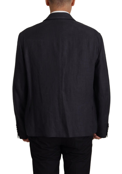 Veste blazer habillée en lin bleu Dolce &amp; Gabbana pour homme