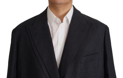 Veste blazer habillée en lin bleu Dolce &amp; Gabbana pour homme