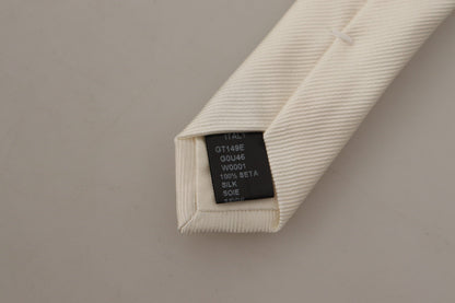 Cravate fine ajustable Dolce &amp; Gabbana Off-White 100 % soie