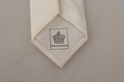 Cravate fine ajustable Dolce &amp; Gabbana Off-White 100 % soie
