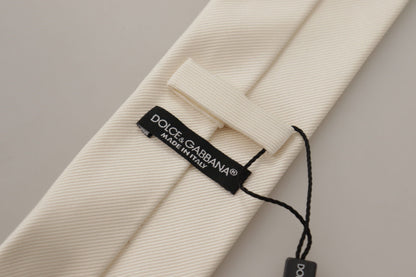 Cravate fine ajustable Dolce &amp; Gabbana Off-White 100 % soie