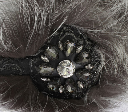 Cache-oreilles en fourrure de renard gris et cristaux Dolce &amp; Gabbana